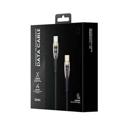 Benks D42 Şeffaf Görünümlü Type-C To PD Kablo 100W 2M Siyah