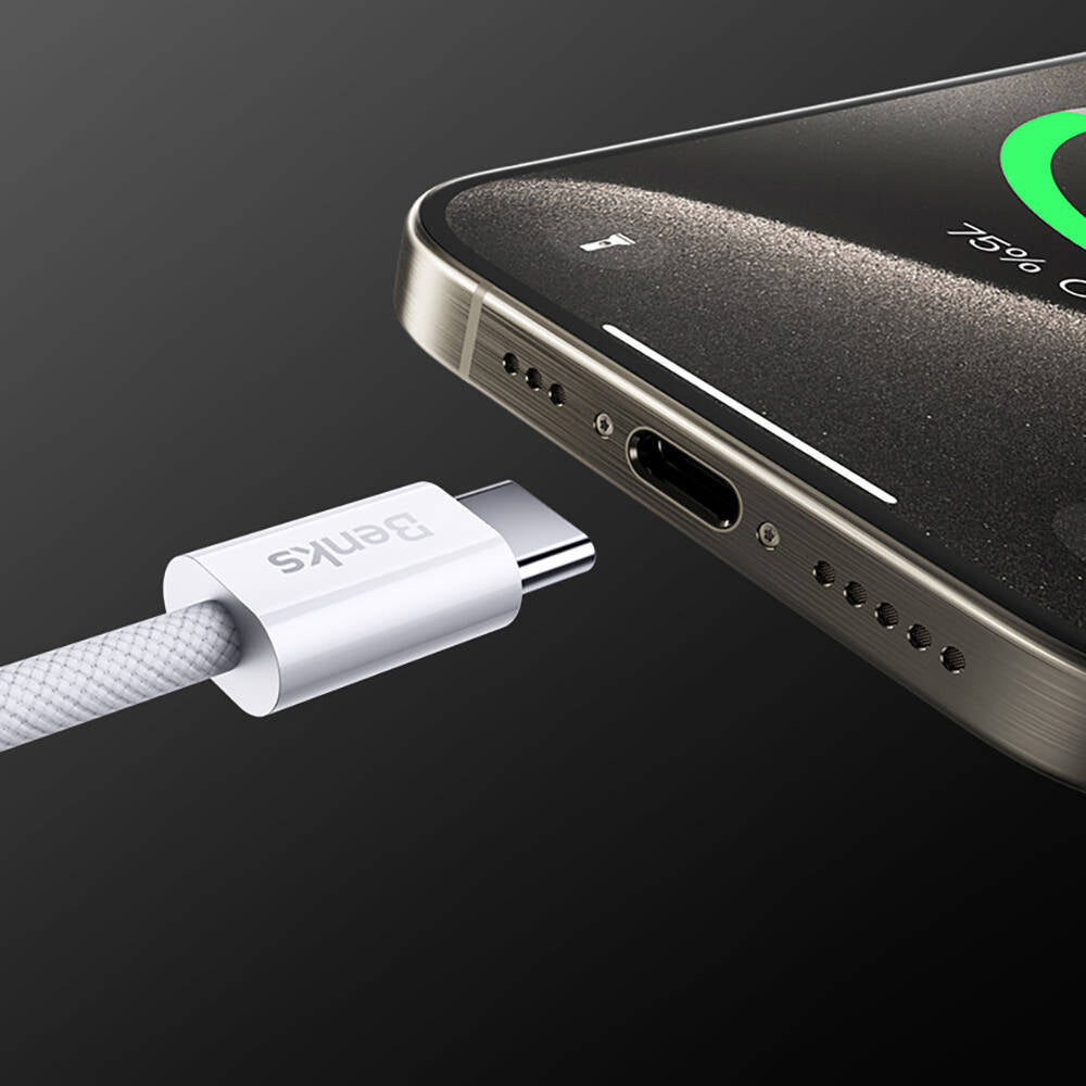 Benks D46 Type-C to Type-C PD 3.0 Örgülü Şarj ve Data Kablosu 60W 1 Metre Siyah