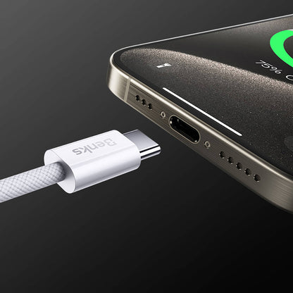 Benks D46 Type-C to Type-C PD 3.0 Örgülü Şarj ve Data Kablosu 60W 1 Metre Siyah