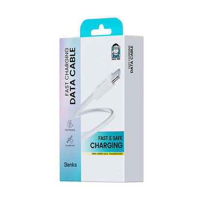 Benks D46 Type-C to Type-C PD 3.0 Örgülü Şarj ve Data Kablosu 60W 2 Metre Beyaz