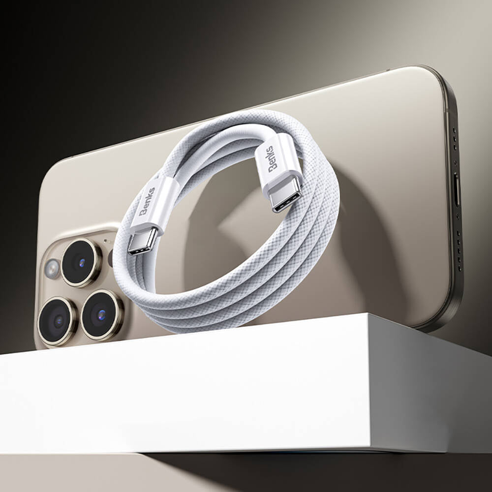 Benks D46 Type-C to Type-C PD 3.0 Örgülü Şarj ve Data Kablosu 60W 2 Metre Siyah