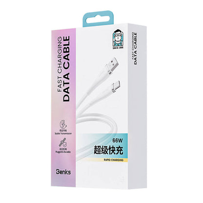 Benks D47 USB-A to Type-C PD 3.0 Örgülü Şarj ve Data Kablosu 66W 1 Metre Siyah
