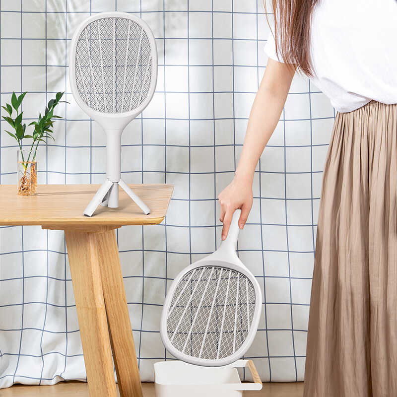 Benks DW01 Elektrikli Standlı Işıklı Sinek Kovucu Raket Beyaz