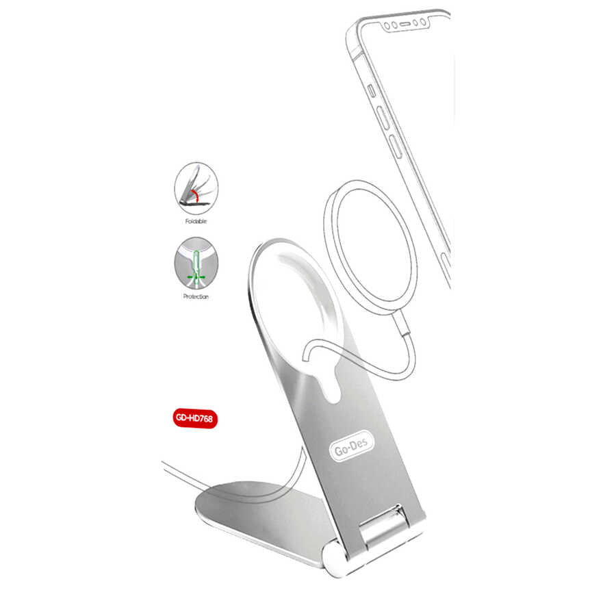 Go Des GD-HD768 M-safe Şarj Standı Gümüş