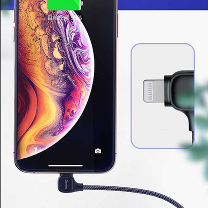 Benks M15 MFI Dual Right-Angle Fast Charging Kablo Siyah