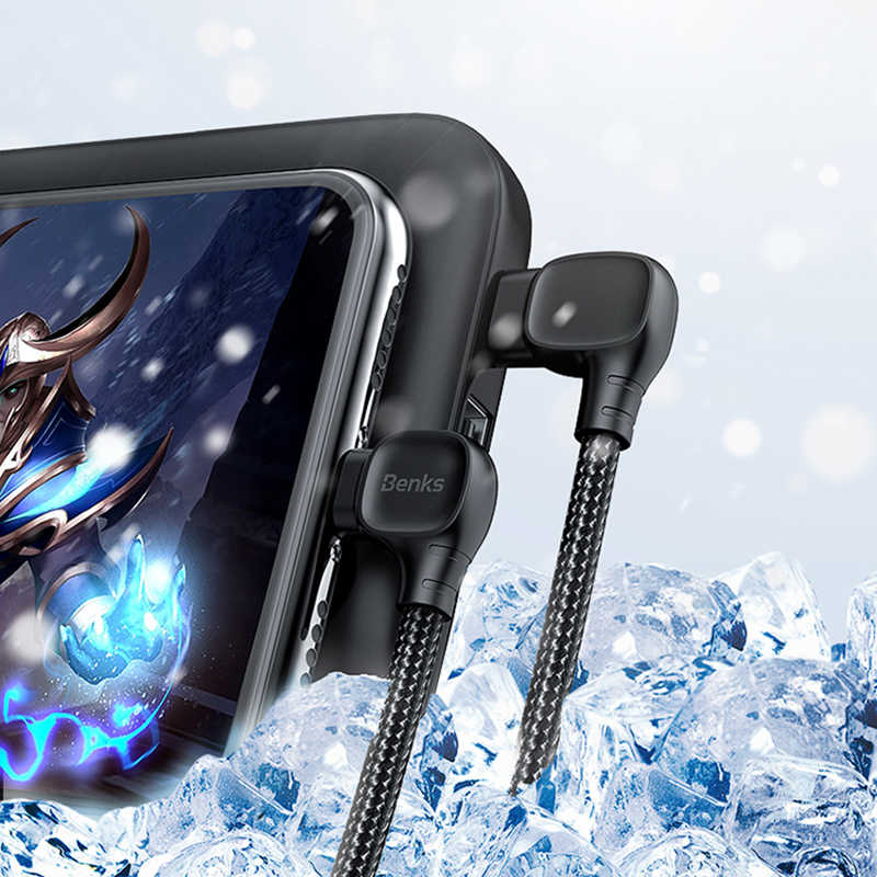 Benks M15 MFI Dual Right-Angle Fast Charging Kablo Siyah