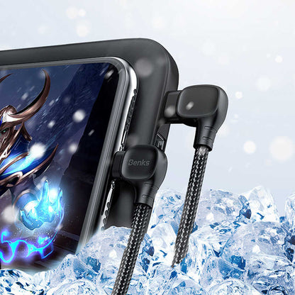 Benks M15 MFI Dual Right-Angle Fast Charging Kablo Siyah