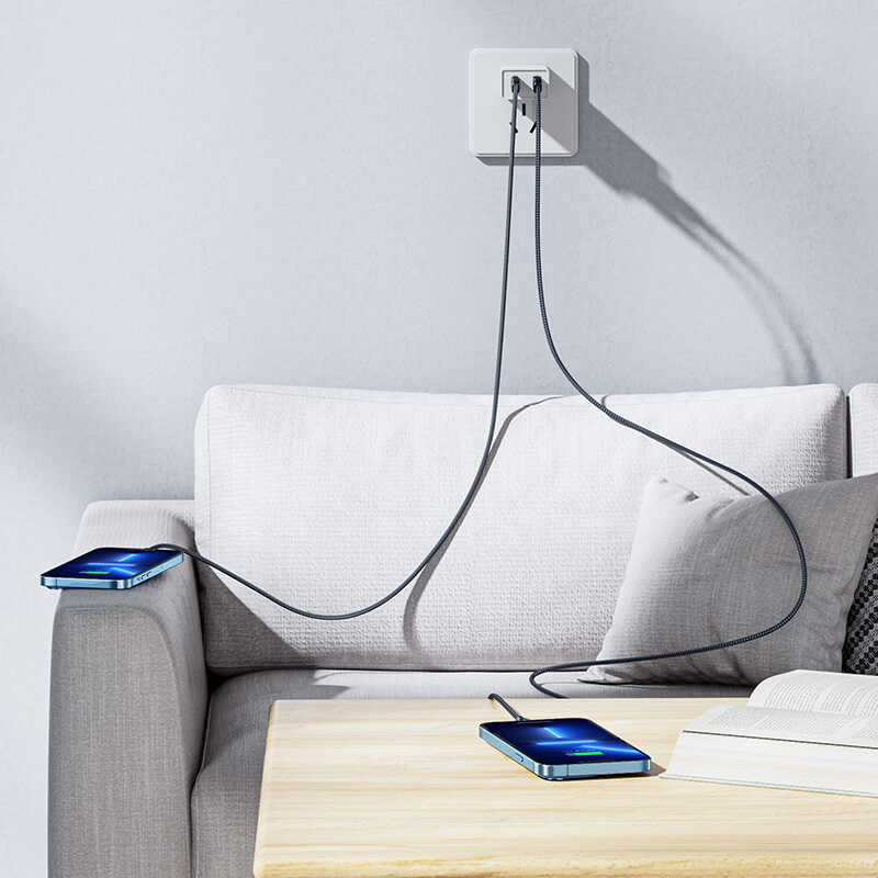 Benks M18 Type-C to Lightning Aramid Fiber Veri Kablosu 1.2M 3A Siyah