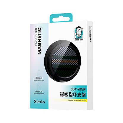 Benks Magnetik Özellikli 360 Derece Dönebilen Aurora Green Kevlar Tasarımlı Parmak Ring Stand Siyah