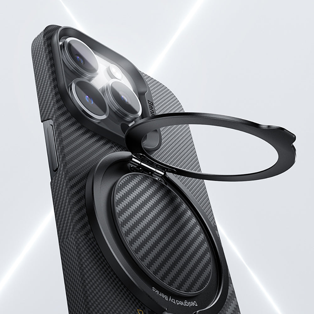Benks Magnetik Özellikli 360 Derece Dönebilen Karbon Fiber Tasarımlı 600D Parmak Ring Stand Siyah