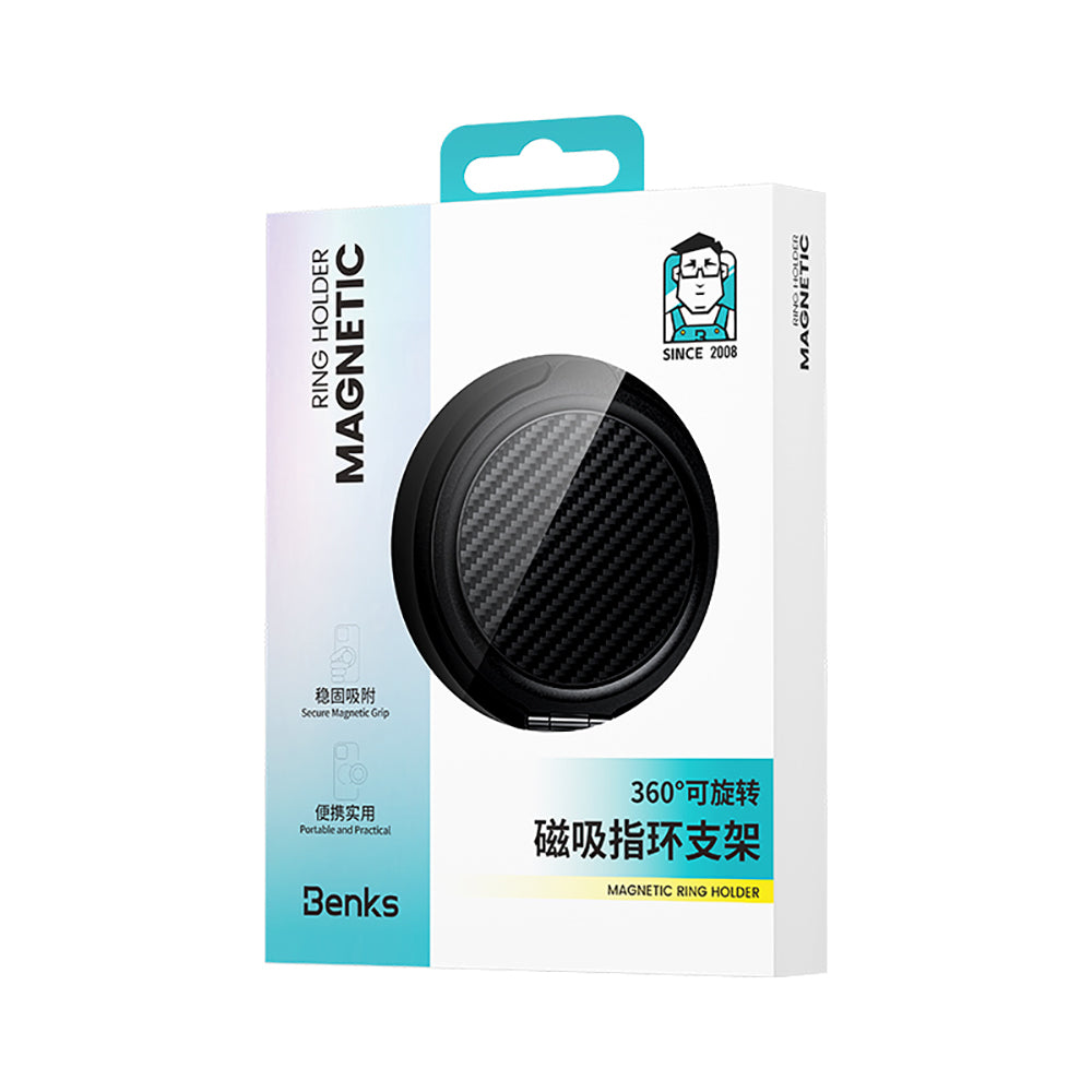 Benks Magnetik Özellikli 360 Derece Dönebilen Karbon Fiber Tasarımlı 600D Parmak Ring Stand Siyah