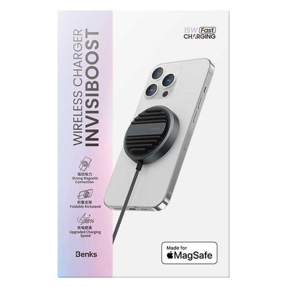 Benks MFM01 MFI Sertifikalı Standlı 15W Hızlı Şarj Özellikli M-safe PD Wireless Şarj Aleti Siyah