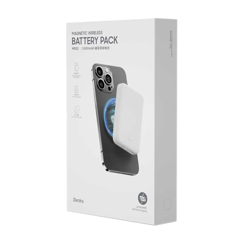 Benks MP03 M-safe Magnetic Powerbank 10000 Mah Beyaz