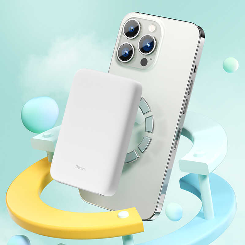 Benks MP06 15W M-safe Magnetik Slim Powerbank 10000 Mah iPhone 12-13-14 Serisi Siyah