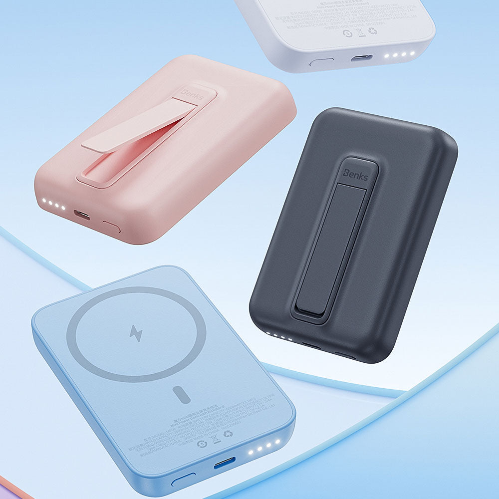 Benks MP09 M-safe Magnetik Standlı İnce Tasarımlı Powerbank 6000mAh Mavi