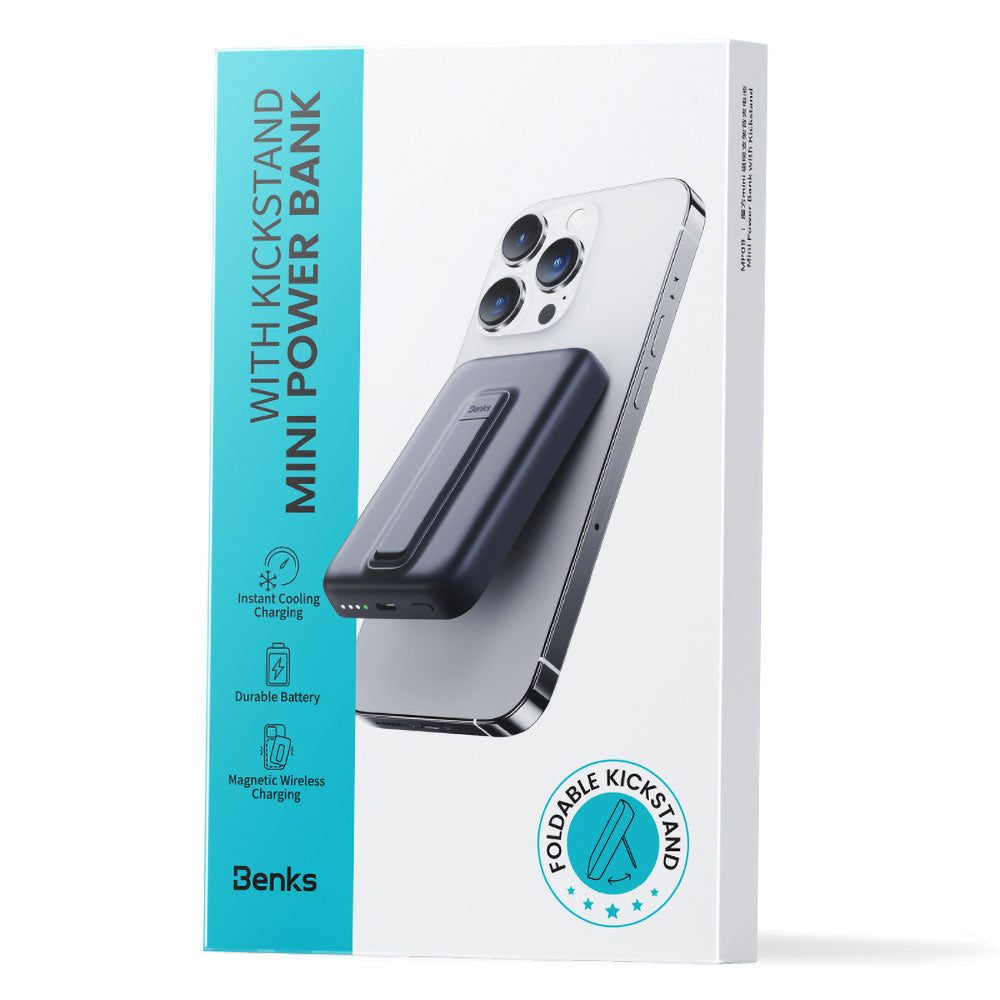 Benks MP09 M-safe Magnetik Standlı İnce Tasarımlı Powerbank 6000mAh Siyah