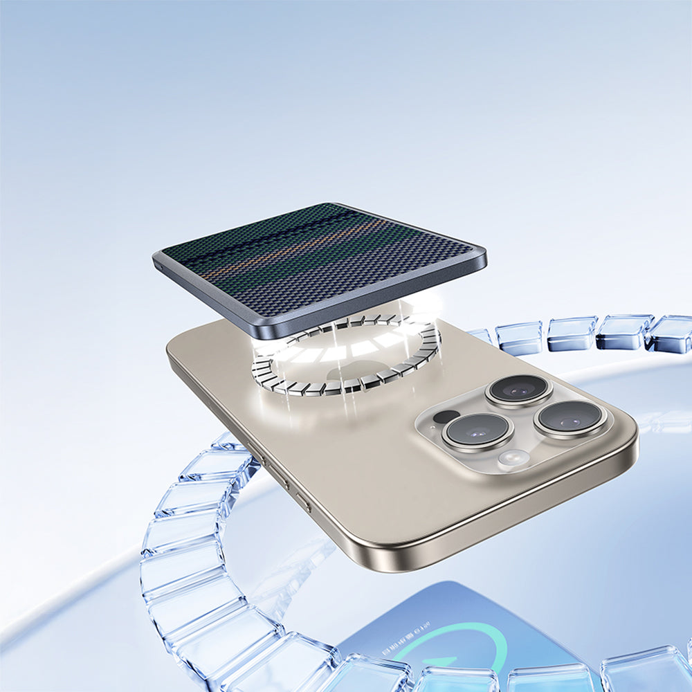 Benks MP15 ArmorGo M-safe Şarj Özellikli Ultra İnce Aurora Serisi Aramid Fiber Powerbank 15W 5000mAh Siyah-Yeşil