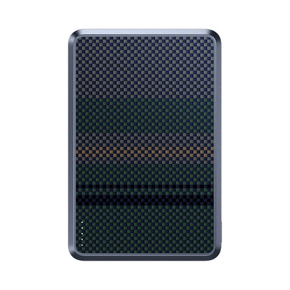 Benks MP15 ArmorGo M-safe Şarj Özellikli Ultra İnce Aurora Serisi Aramid Fiber Powerbank 15W 5000mAh Siyah-Yeşil