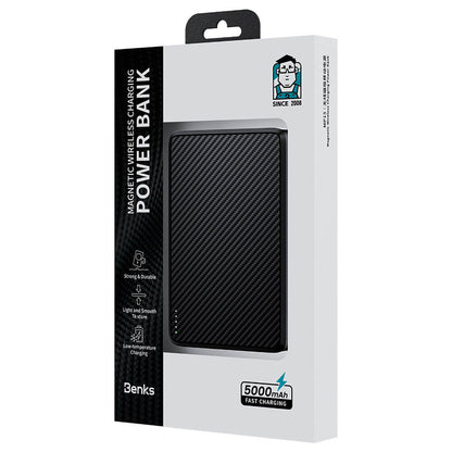 Benks MP15 ArmorGo M-safe Şarj Özellikli Ultra İnce 600D Aramid Fiber Powerbank 15W 5000mAh Siyah