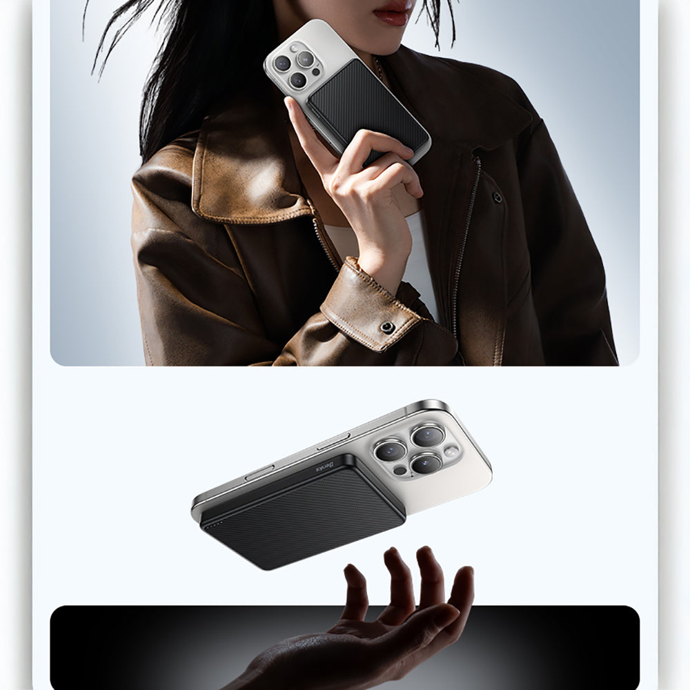 Benks MP17 ArmorGo M-safe Şarj Özellikli 600D Aramid Fiber Qi2 Teknolojili Powerbank 15W 10000mAh Siyah