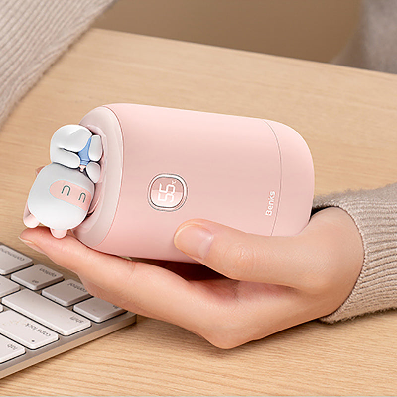 Benks NS03 Dijital Ekran El Isıtıcı Özellikli Aroma Kokulu Powerbank 15W 10000mAh Pembe