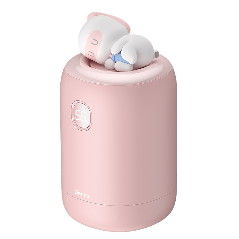 Benks NS03 Dijital Ekran El Isıtıcı Özellikli Aroma Kokulu Powerbank 15W 10000mAh Pembe