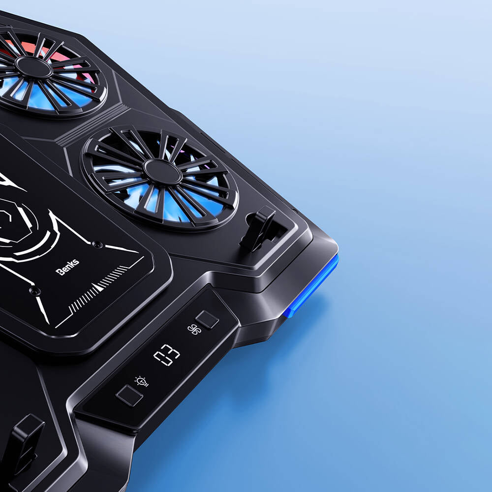 Benks SR09 LCD Gösterge Ekranlı Ayarlanabilir Fan ve Yükseklik Özellikli Laptop ve Notebook Standı Siyah