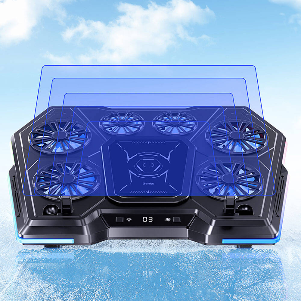 Benks SR09 LCD Gösterge Ekranlı Ayarlanabilir Fan ve Yükseklik Özellikli Laptop ve Notebook Standı Siyah