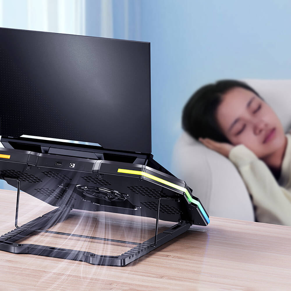 Benks SR09 LCD Gösterge Ekranlı Ayarlanabilir Fan ve Yükseklik Özellikli Laptop ve Notebook Standı Siyah