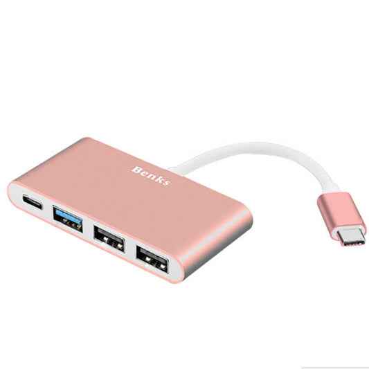 Benks U23 Type-C to 3 in 1 Usb Adaptör (Usb 3.0+2.Usb2.0) Rose Gold