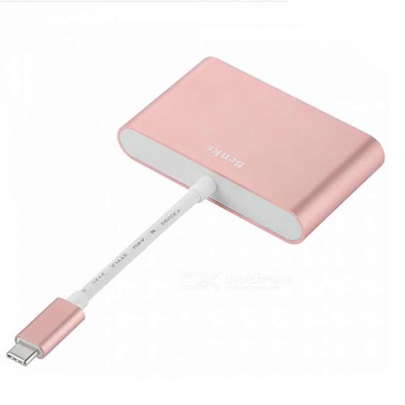 Benks U23 Type-C to 3 in 1 Usb Adaptör (Usb 3.0+2.Usb2.0) Rose Gold