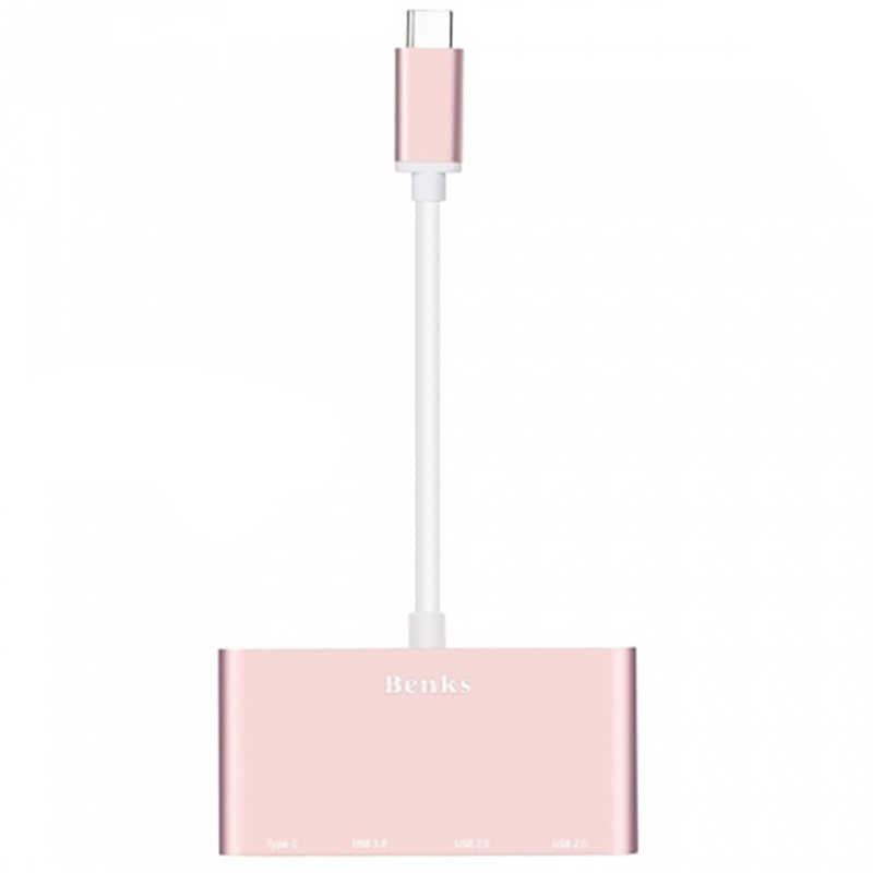 Benks U23 Type-C to 3 in 1 Usb Adaptör (Usb 3.0+2.Usb2.0) Rose Gold