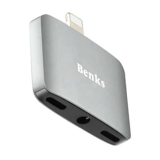 Benks U32 Lightning 3 in 1 Audio Adaptör Gri