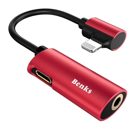 Benks U40 2 in 1 Lightning Audio Adaptör Kırmızı
