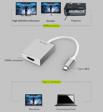 Benks Usb 3.1 Type-C to HDMI Adaptör Rose Gold