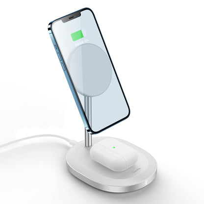 Benks W08 2 in 1 Dual Kablosuz Şarj Standı Beyaz