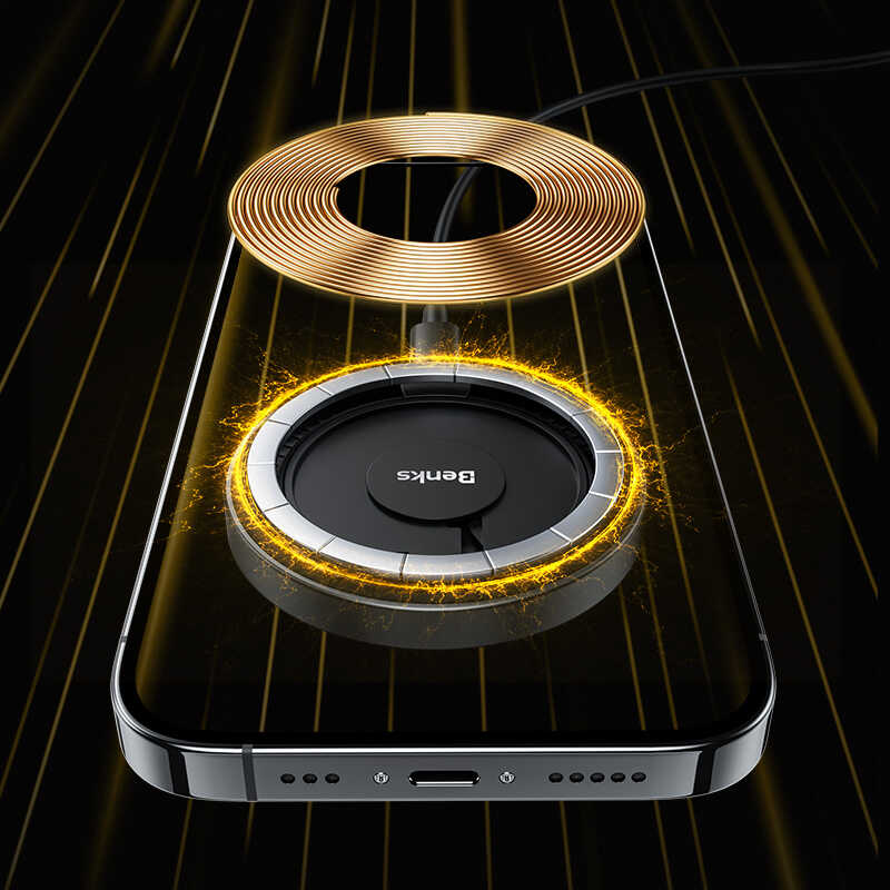 Benks W09 Şeffaf Görünümlü M-safe Wireless Şarj Aleti Siyah