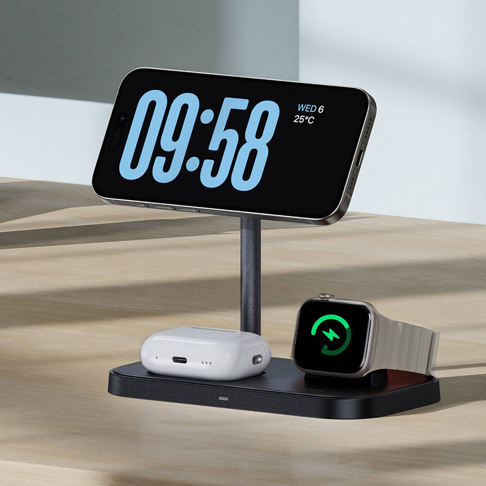 Benks W16 3in1 Telefon&Akıllı Saat&Kulaklık Kablosuz Şarj Standı Beyaz