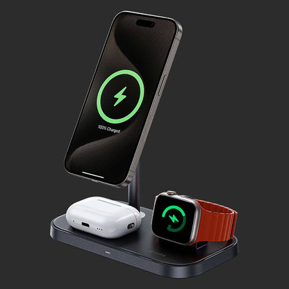 Benks W16 3in1 Telefon&Akıllı Saat&Kulaklık Kablosuz Şarj Standı Siyah