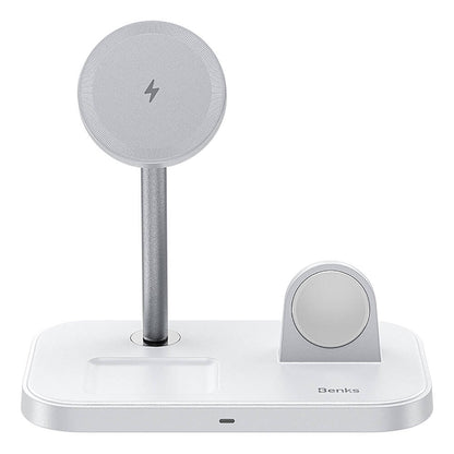 Benks W16 3in1 Telefon&Akıllı Saat&Kulaklık Kablosuz Şarj Standı Beyaz