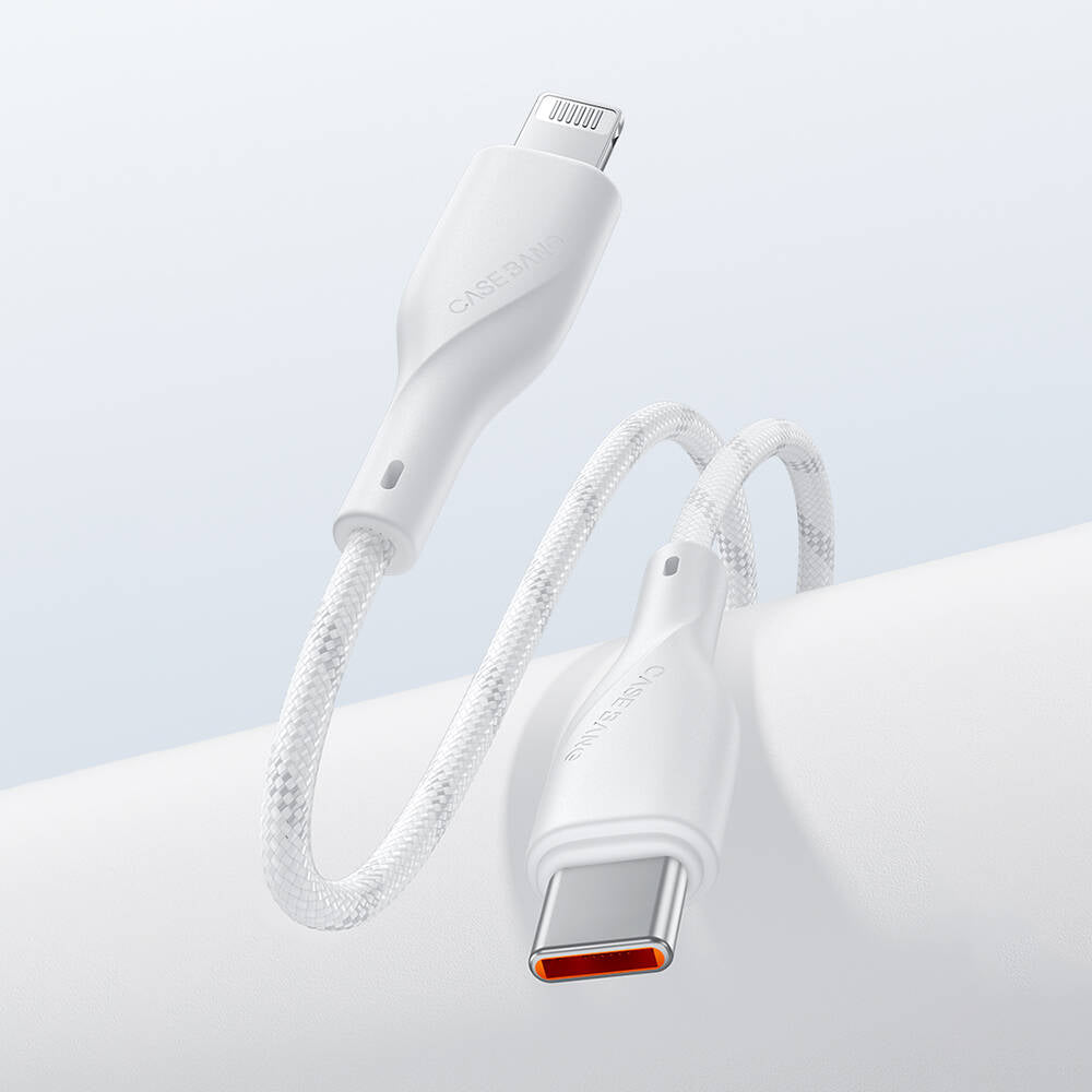 Casebang Type-C To Lightning Hızlı Şarj Özellikli Örgülü 27W PD Kablo 1m Beyaz