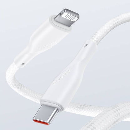 Casebang Type-C To Lightning Hızlı Şarj Özellikli Örgülü 27W PD Kablo 2m Beyaz