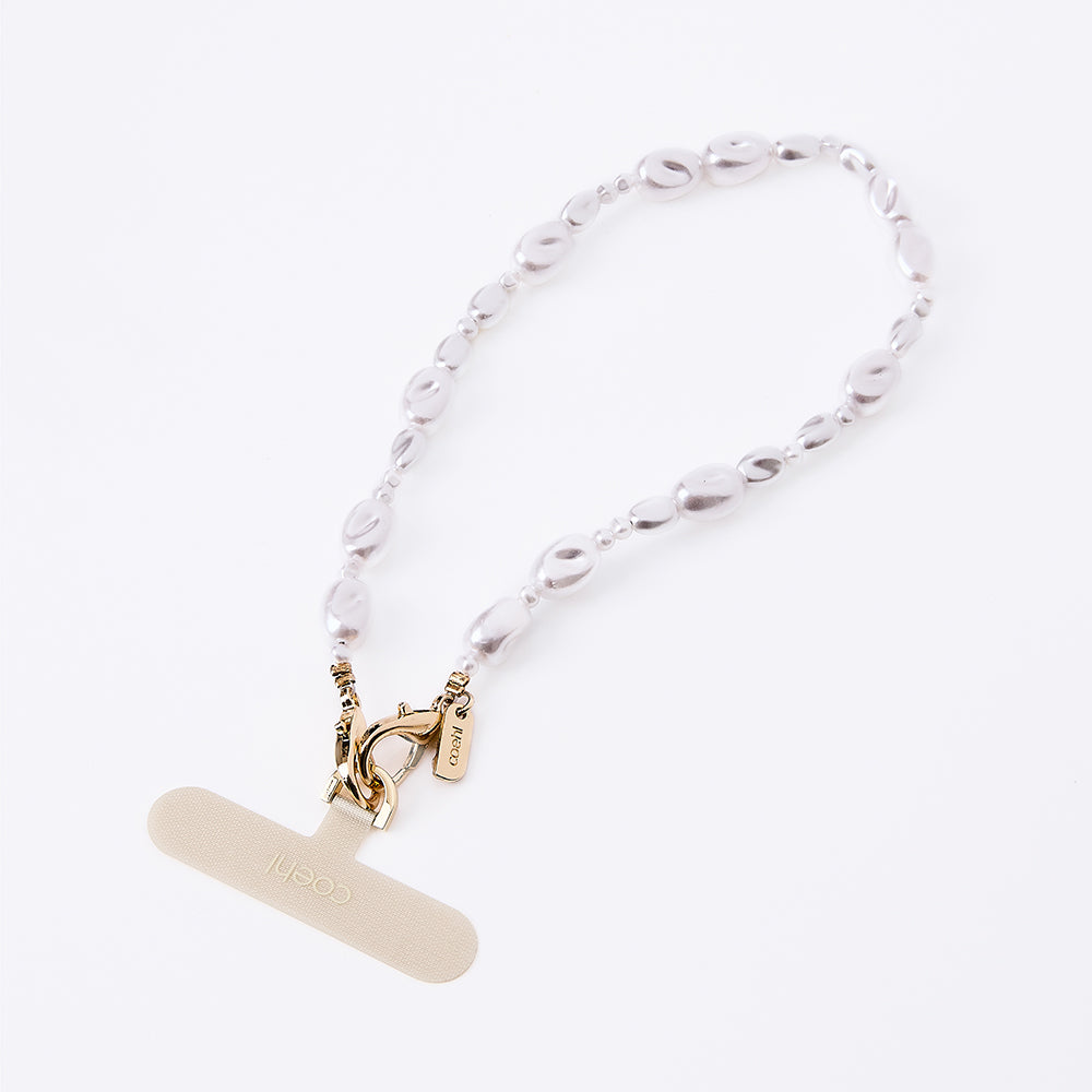 Coehl Perla Serisi İnci Tasarımlı Telefon Askı Aparatı Beyaz