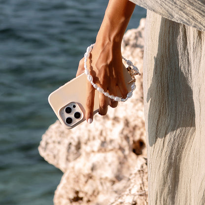 Coehl Perla Serisi İnci Tasarımlı Telefon Askı Aparatı Beyaz