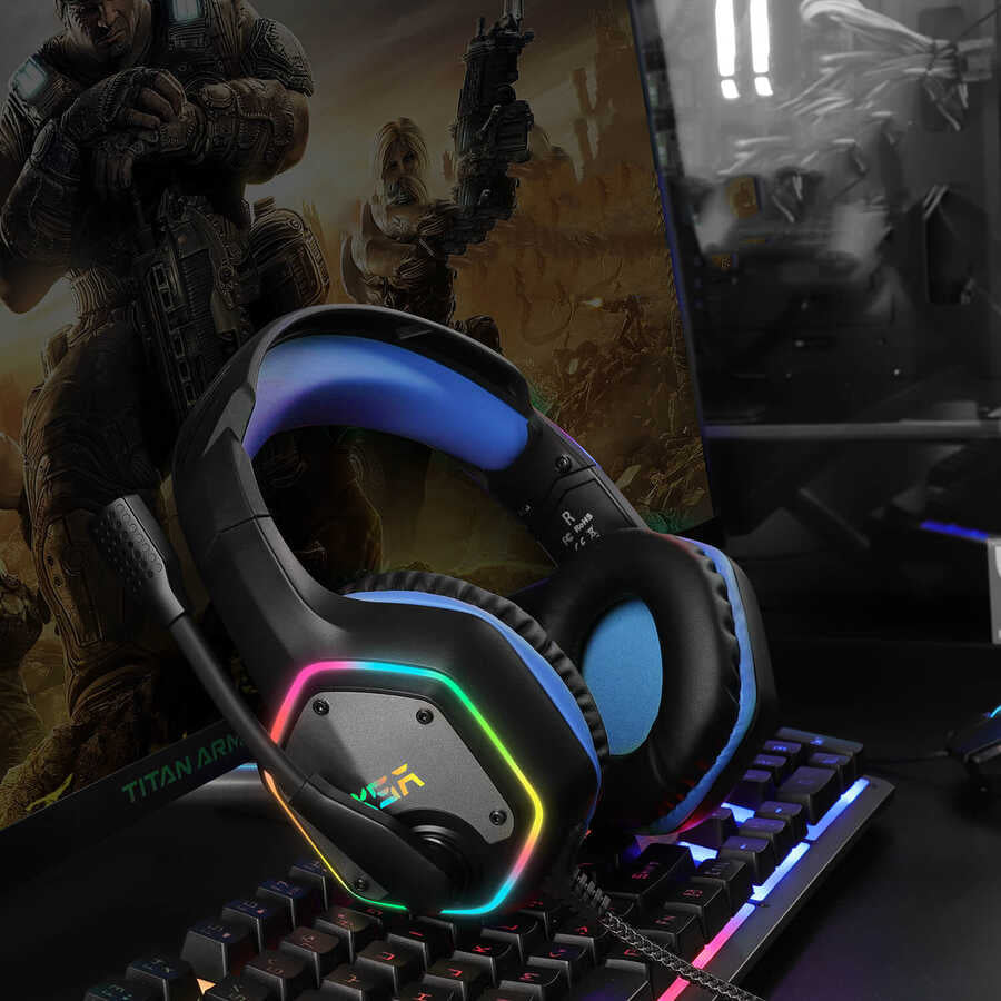 Eksa E1000 Usb Kulaklık Siyah-Mavi