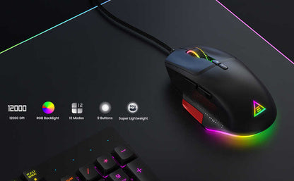 Eksa EM600 Kablolu 12 Modlu RGB Işıklı Oyuncu Mouse 12000 DPI Siyah
