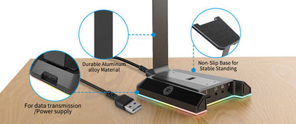Eksa W1 7.1 Surround 3D Ses Dönüştürücü Kulaklık Standı Siyah