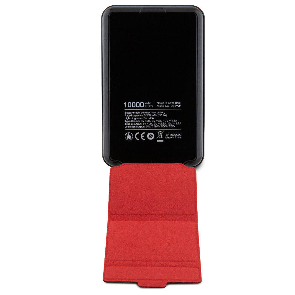 Ferrari 973WP Orjinal Lisanslı M-safe Şarj Özellikli Standlı Metal Logolu Powerbank 10.000mAh Siyah