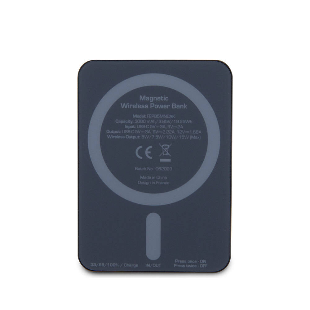 Ferrari Led Işıklı Göstergeli M-safe Magnetik Orjinal Lisanslı Powerbank 5000 Mah Siyah