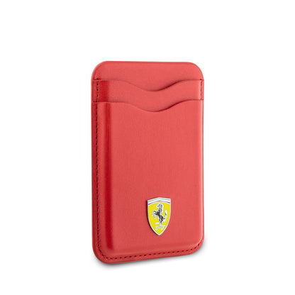 Ferrari Orjinal Lisanslı Magnetik Metal Logolu PU Deri Kartlık Kırmızı